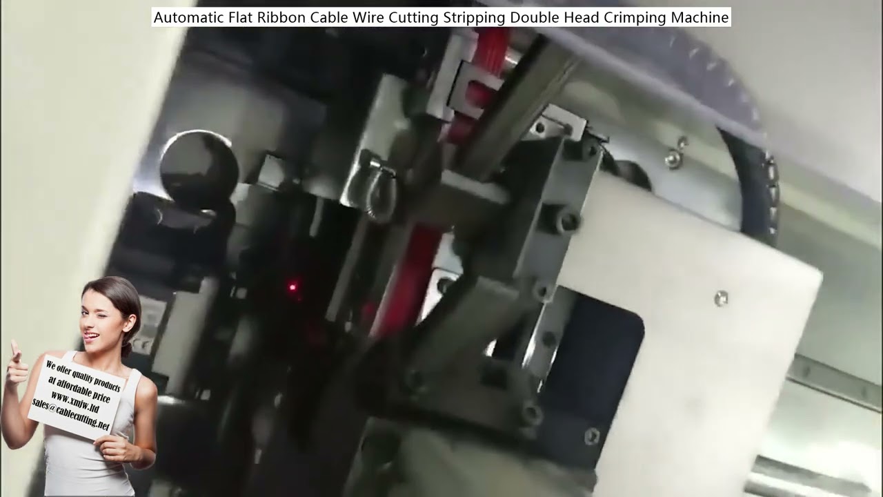 Mesin Pemotong, Pengupas, dan Crimping Kabel Ribbon Otomatis dengan Kepala Ganda
