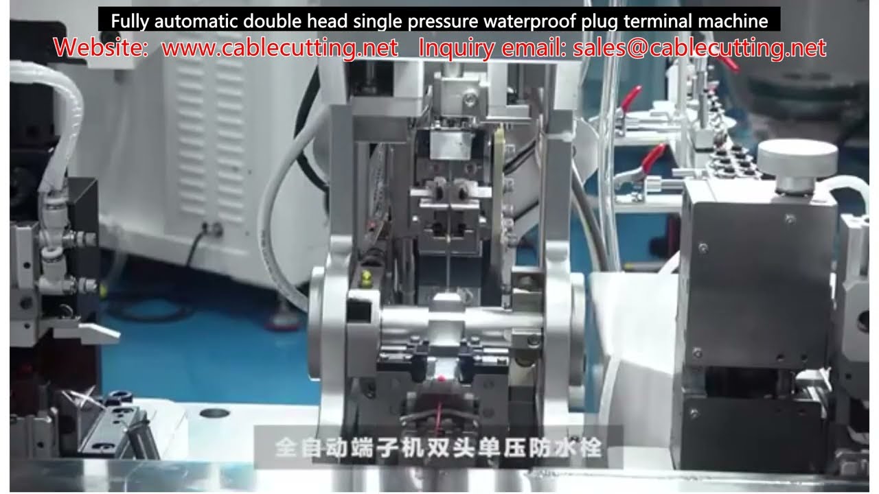 Fully automatic double head single pressure waterproof plug terminal machine